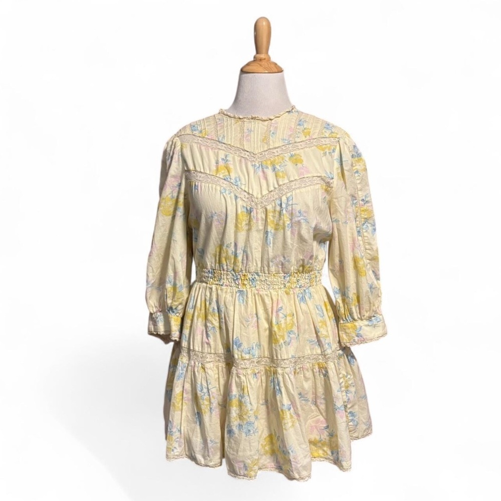 LoveShackFancy x Target Cottagecore Floral Mini Dress Yellow Lace Boho Large